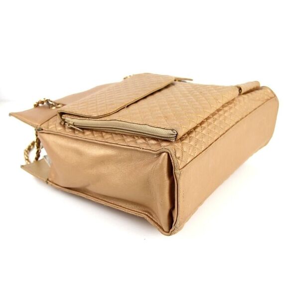 LRG Evan-Picone QUILTED GOLD FAUX LEATHER ORGANIZER CHAIN SHOULDER BAG HANDBAG - Picture 8 of 16